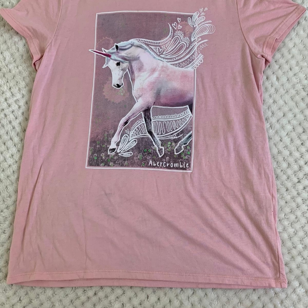 Abercrombie kids pink unicorn shirt